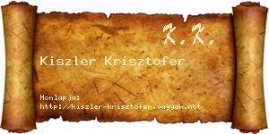 Kiszler Krisztofer névjegykártya